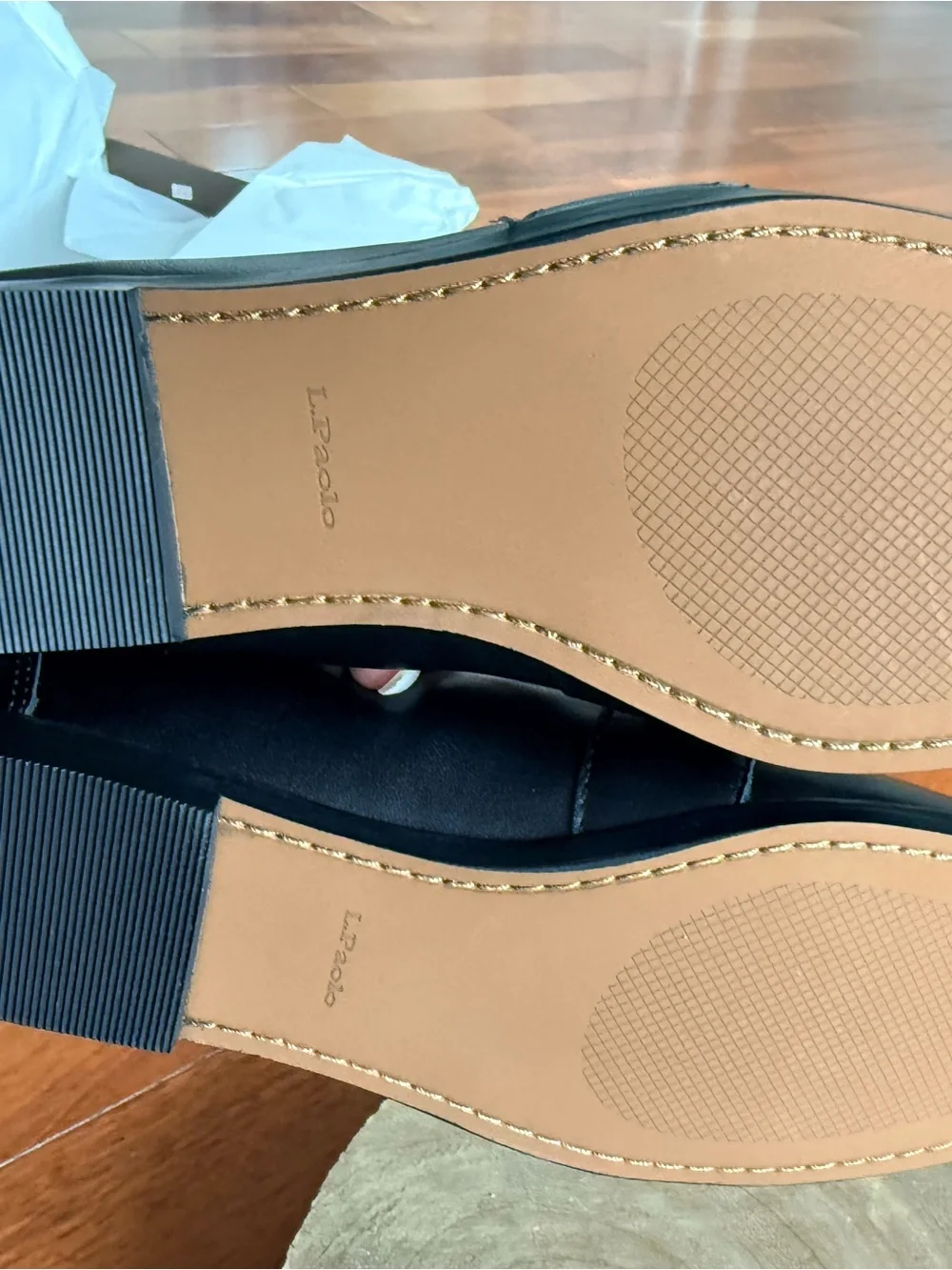 L.Paolo Metz-L Black Nappa Calf Leather Chain Loafers Size 7.5 — NIB